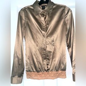 Lovely Silky Taupe Button Down Dress Shirt